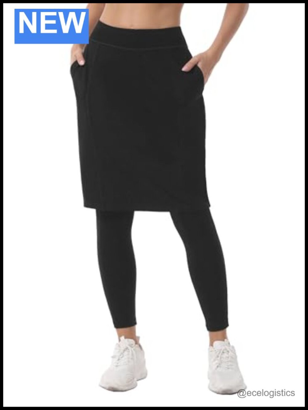 Women's 23" Knee Length Athletic Skort with Built-in Full Leggings Pockets UPF
